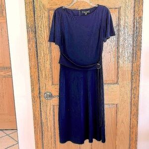 Ralph Lauren - Gorgeous Flutter Sleeve Midi Dress - Short Sleeve Blue - Belt - 6